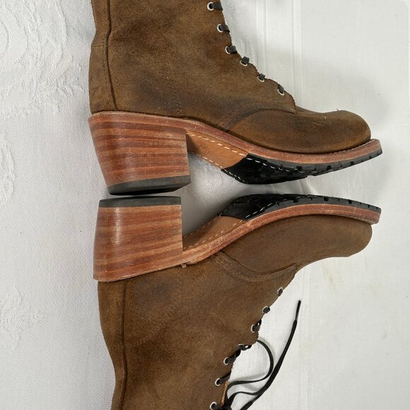 Red Wing Heritage Clara Tan Lace Up Boots Size 9 B Leather Made in USA Vibram - Picture 3 of 10